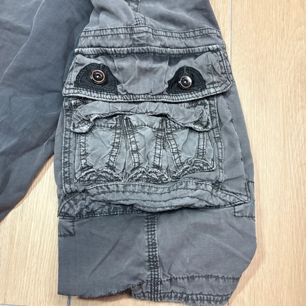 JetLag Mens Grey Organic Cotton Cargo Shorts Multi Pocket Heavy Utility Size 32